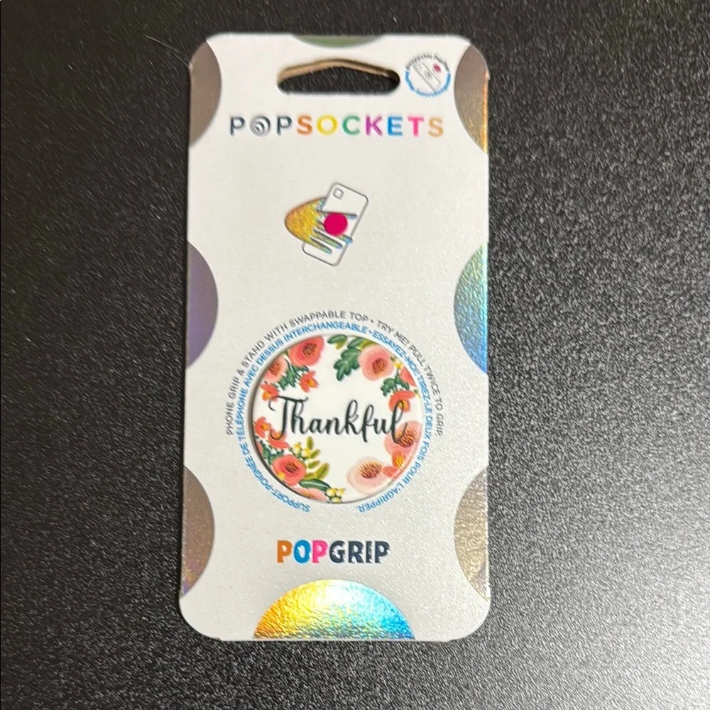 PopSocket Thankful Floral PopGrip - Pink and Green